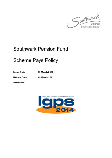 Southwark Scheme Pays Policy – March 2018